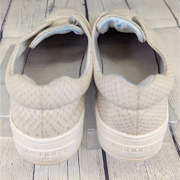 J/Slides Heidi Slip-On Leather Sneakers - Snake Embossed Cream - Picture 9 of 13